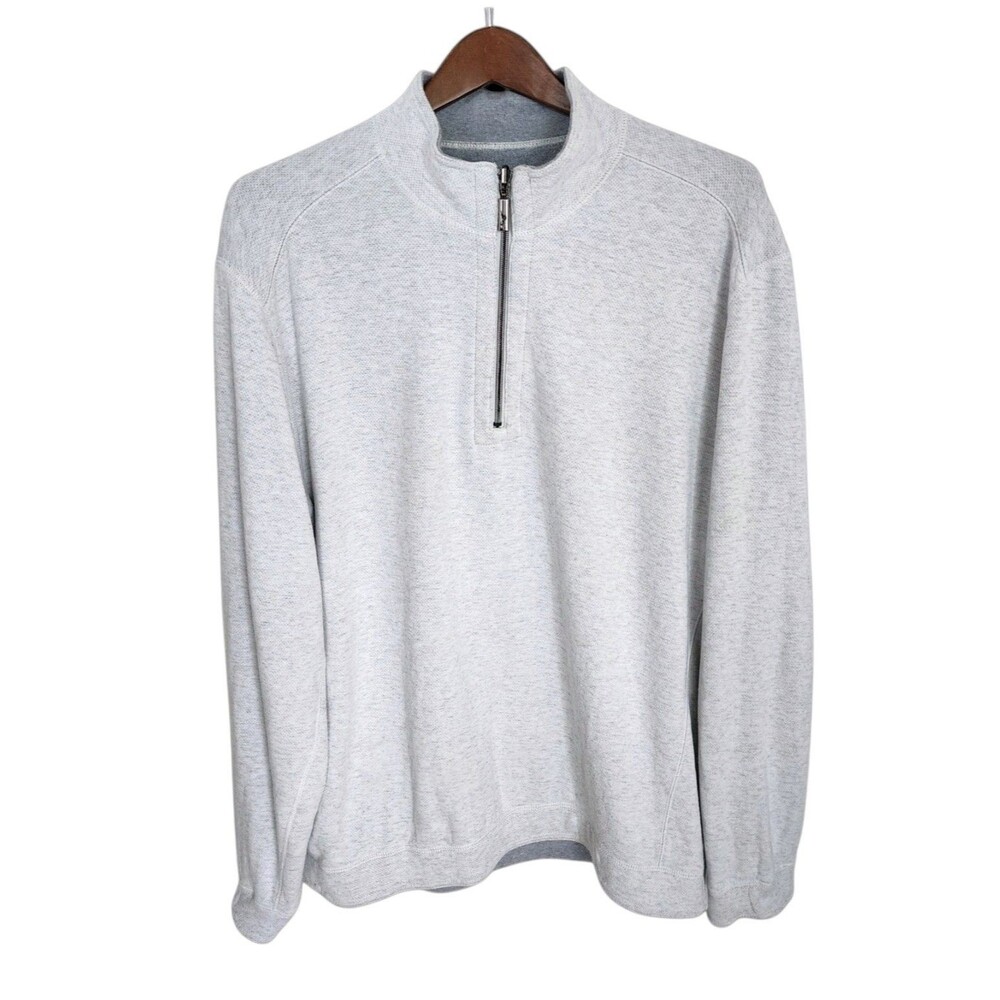 Tommy Bahama Reversible 1/4 Zip Pullover Sweater Gray Marlin Men's *XXL No Tags